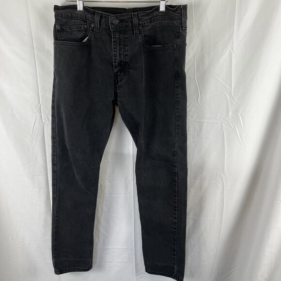 Levi's Men's 512 Slim Fit Taper Jeans Size 34x30 Black Denim Mid Rise - Picture 1 of 9